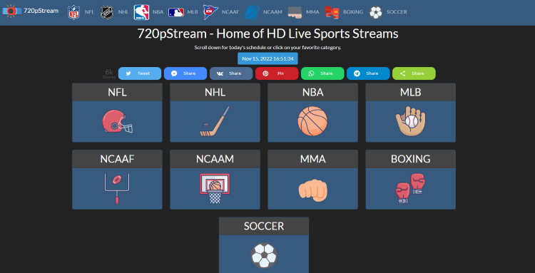 720pStream is one of the most popular sports streaming websites available for watching sports games and other programs for free online.