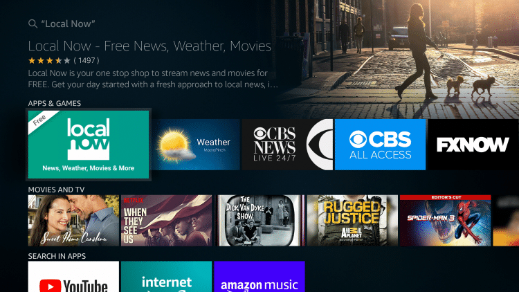 Click the option for Local Now under Apps & Games.
