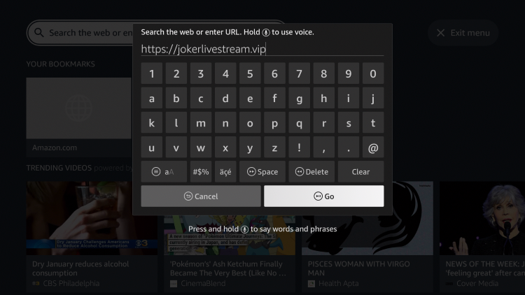 Enter the following URL and click Go.