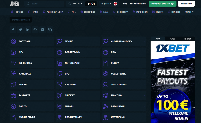 JokerLiveStream is one of the most popular sports streaming websites available for watching sports games and other programs for free online.