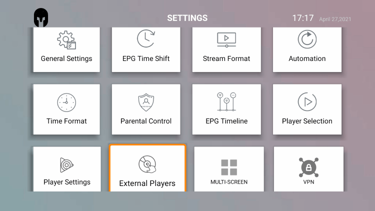 Select External Players.