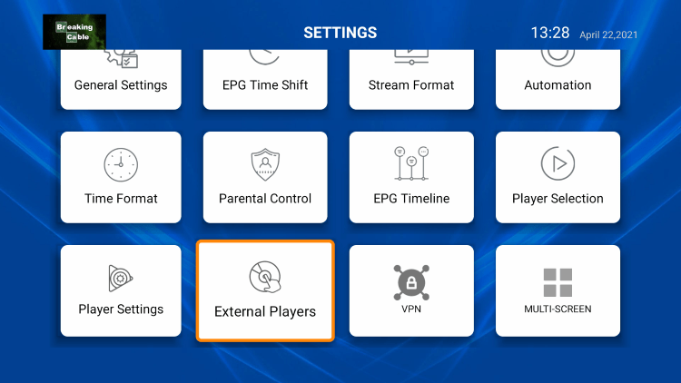 Select External Players.