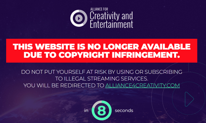 The Alliance for Creativity and Entertainment (ACE) also seized the domains of HeHeStreams.