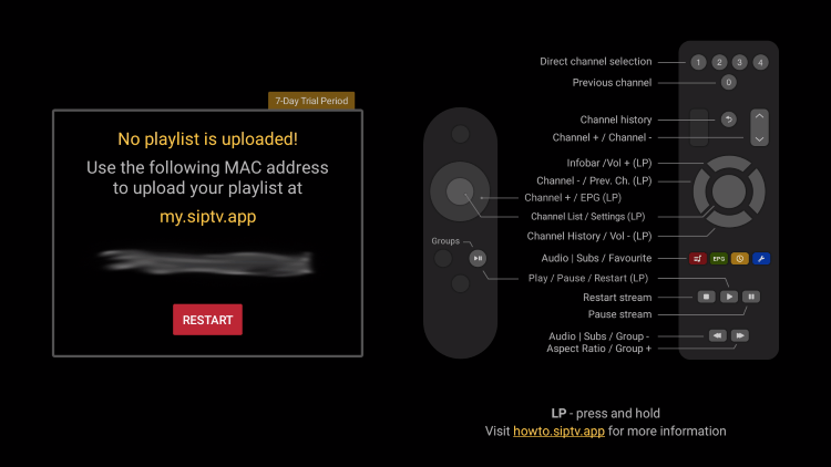The following screen will then appear on smart iptv apk