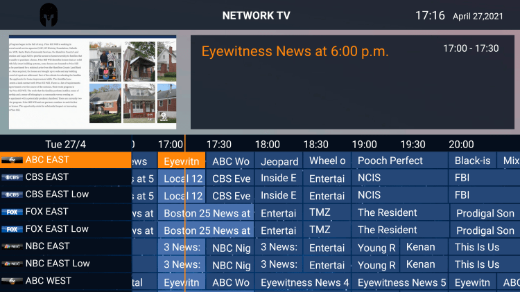 There is also a simple electronic program guide (EPG) for those that prefer this layout.