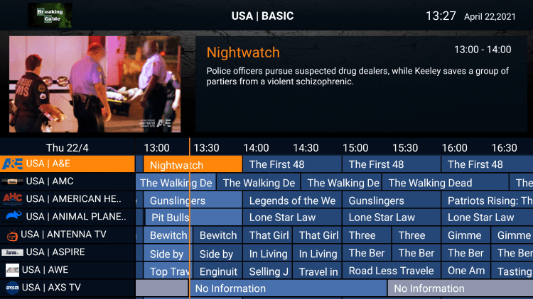 There is also a simple electronic program guide (EPG) for those that prefer this layout.