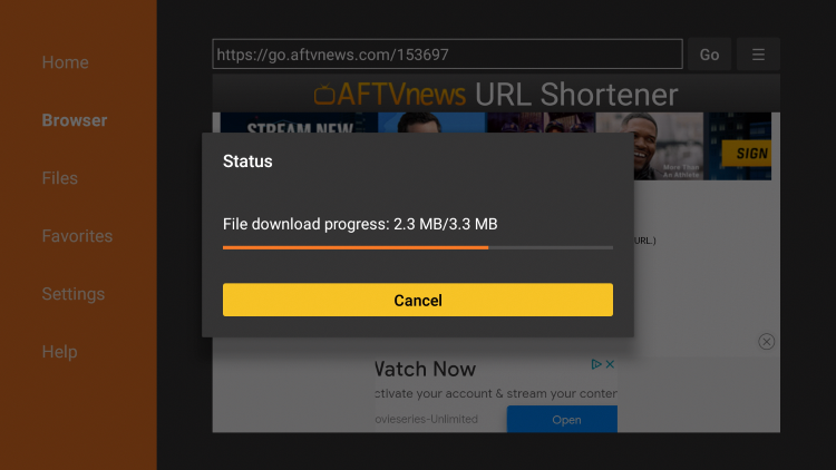 Wait for the applinked APK file to download.