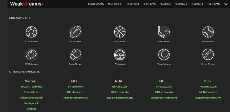 weakstreams categories